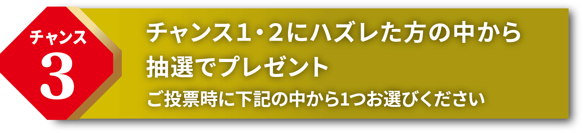 chance1 A賞またはB賞のいずれかをお選びいただき抽選でプレゼント